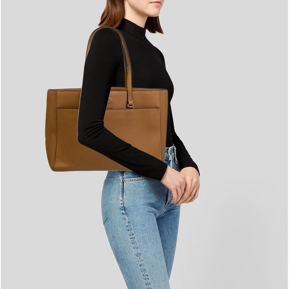 Tory Burch Staffiano Leather Tote Bag handbag Tan